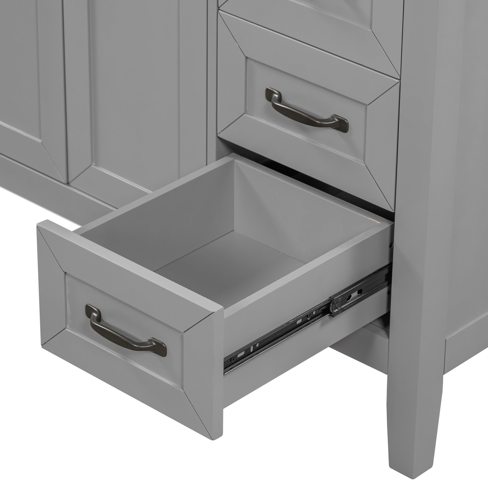 36" Bathroom Vanity Without Sink, Cabinet Base Only, Bathroom Cabinet With Drawers, Solid Frame And Mdf Board, Grey Grey Solid Wood Mdf