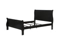 Louis Phillipe Brown Black Finish Full Size Panel Sleigh Bed Solid Wood Wooden Bedroom Furniture Full Black Solid Wood