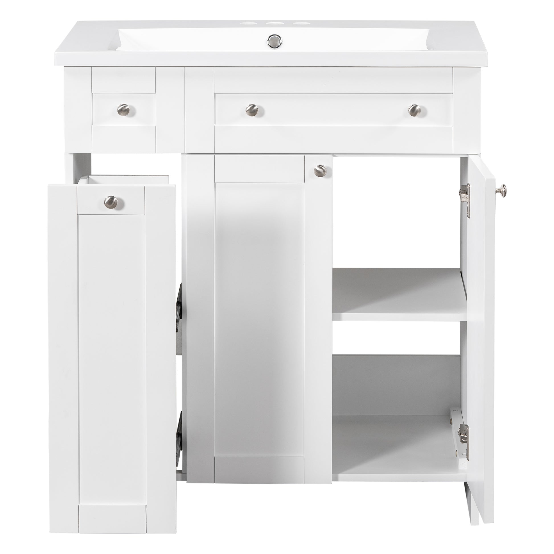 30" White Bathroom Vanity With Single Sink ,Combo Cabinet Undermount Sink,Bathroom Storage Cabinet Vanities White Mdf