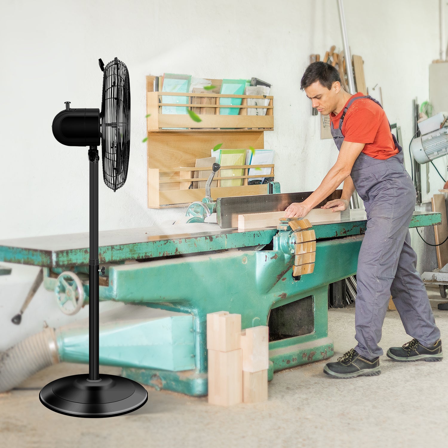 16 Inch High Velocity Stand Fan, Adjustable Heights, 75 Oscillating, Low Noise, Quality Made Fan With 3 Settings Speeds, Heavy Duty Metal For Industrial, Commercial, Residential, Color: Black Black Metal