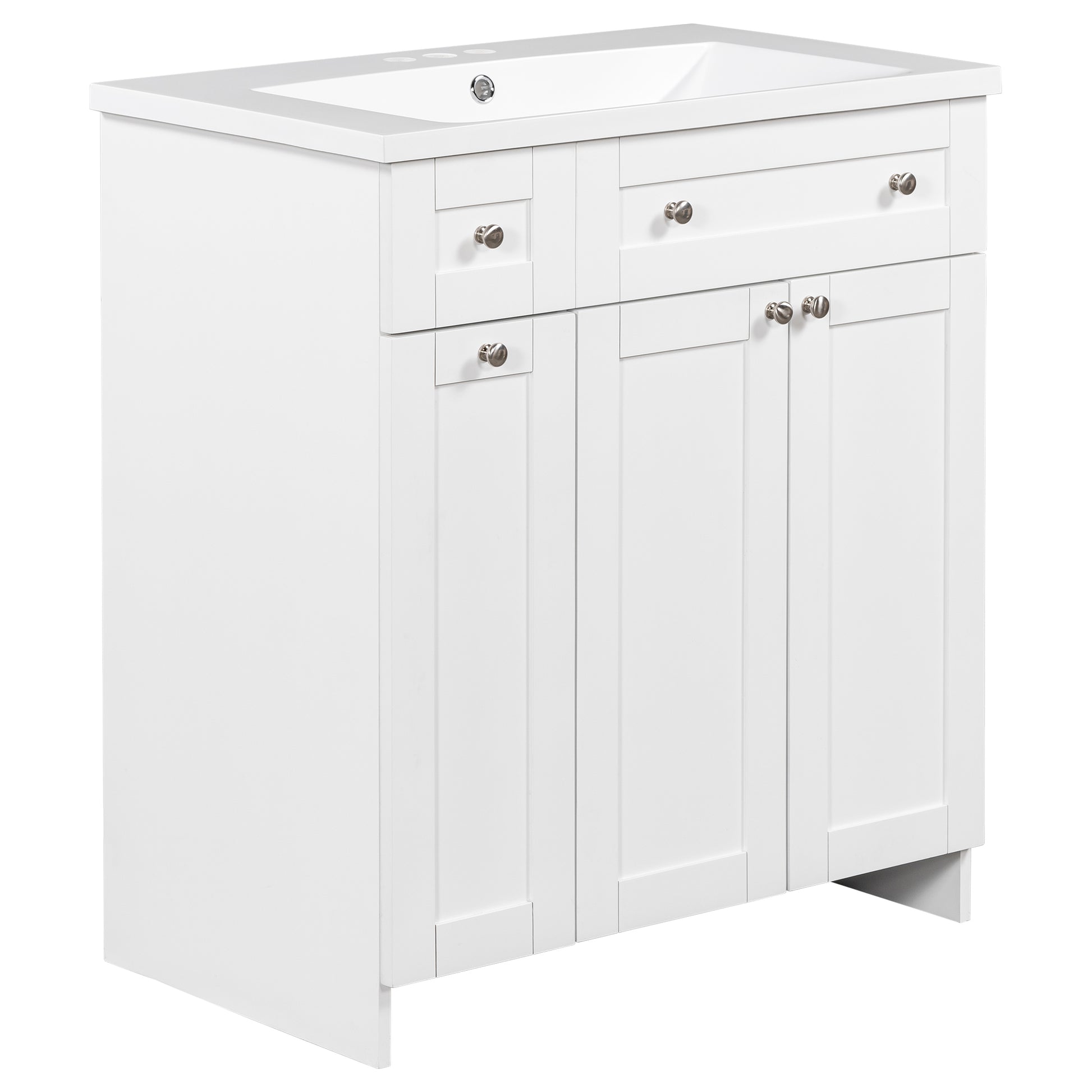 30" White Bathroom Vanity With Single Sink ,Combo Cabinet Undermount Sink,Bathroom Storage Cabinet Vanities White Mdf