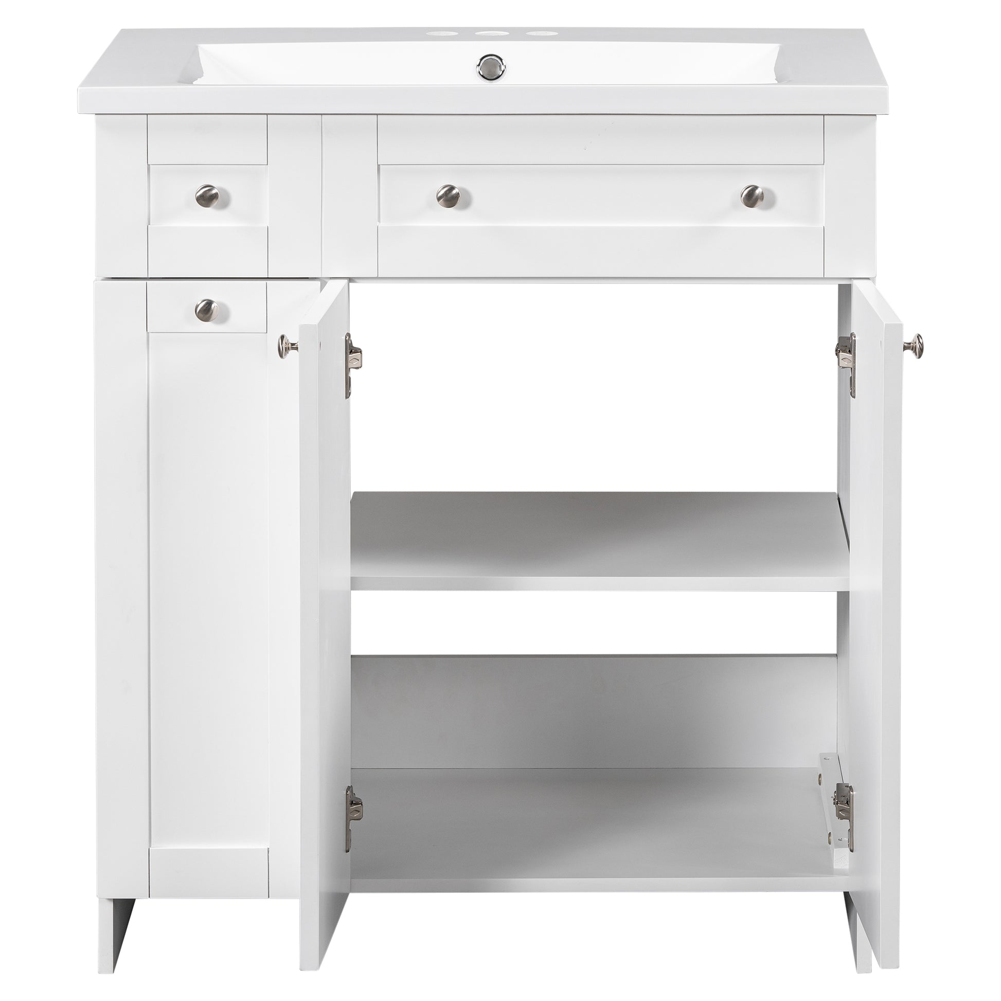 30" White Bathroom Vanity With Single Sink ,Combo Cabinet Undermount Sink,Bathroom Storage Cabinet Vanities White Mdf