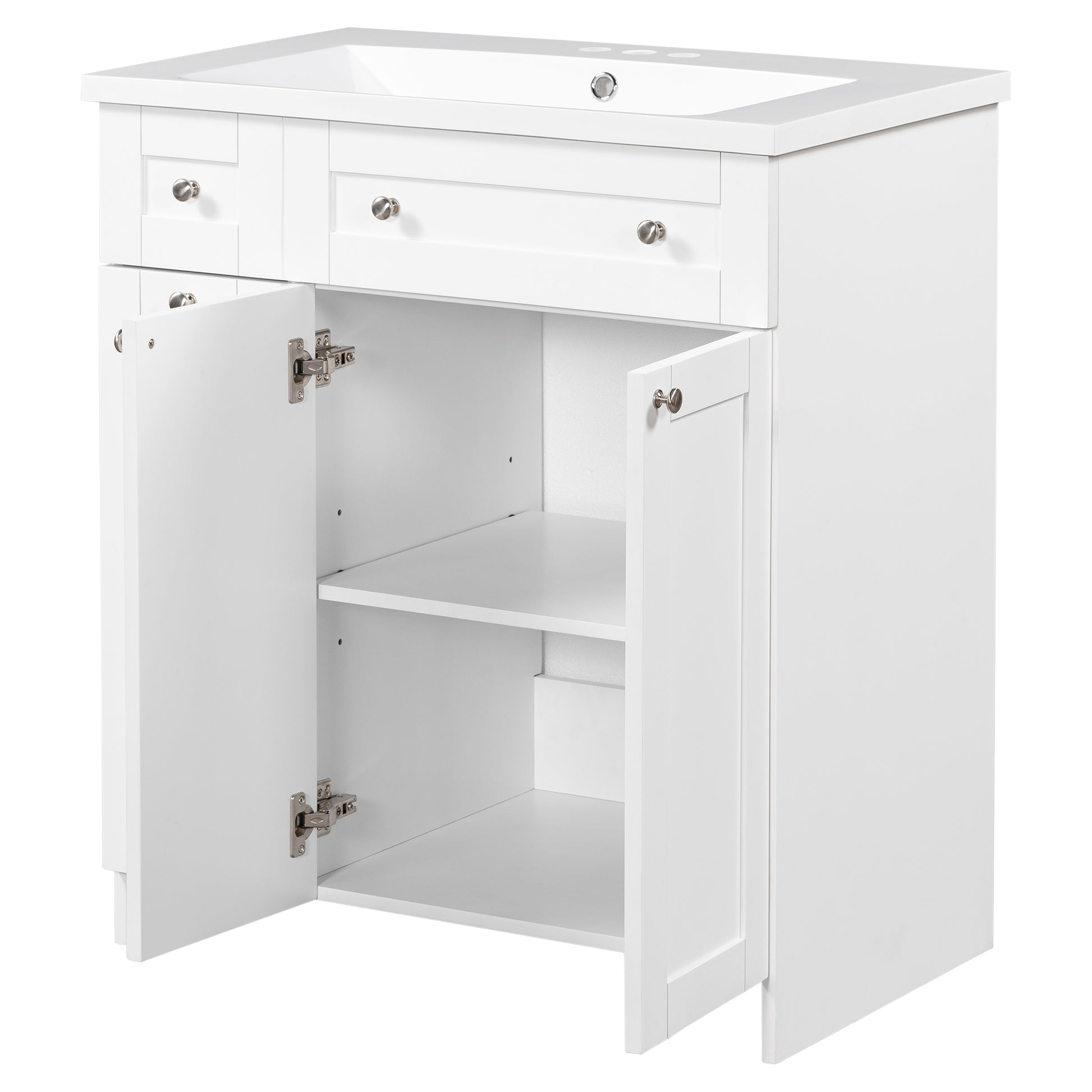 30" White Bathroom Vanity With Single Sink ,Combo Cabinet Undermount Sink,Bathroom Storage Cabinet Vanities White Mdf