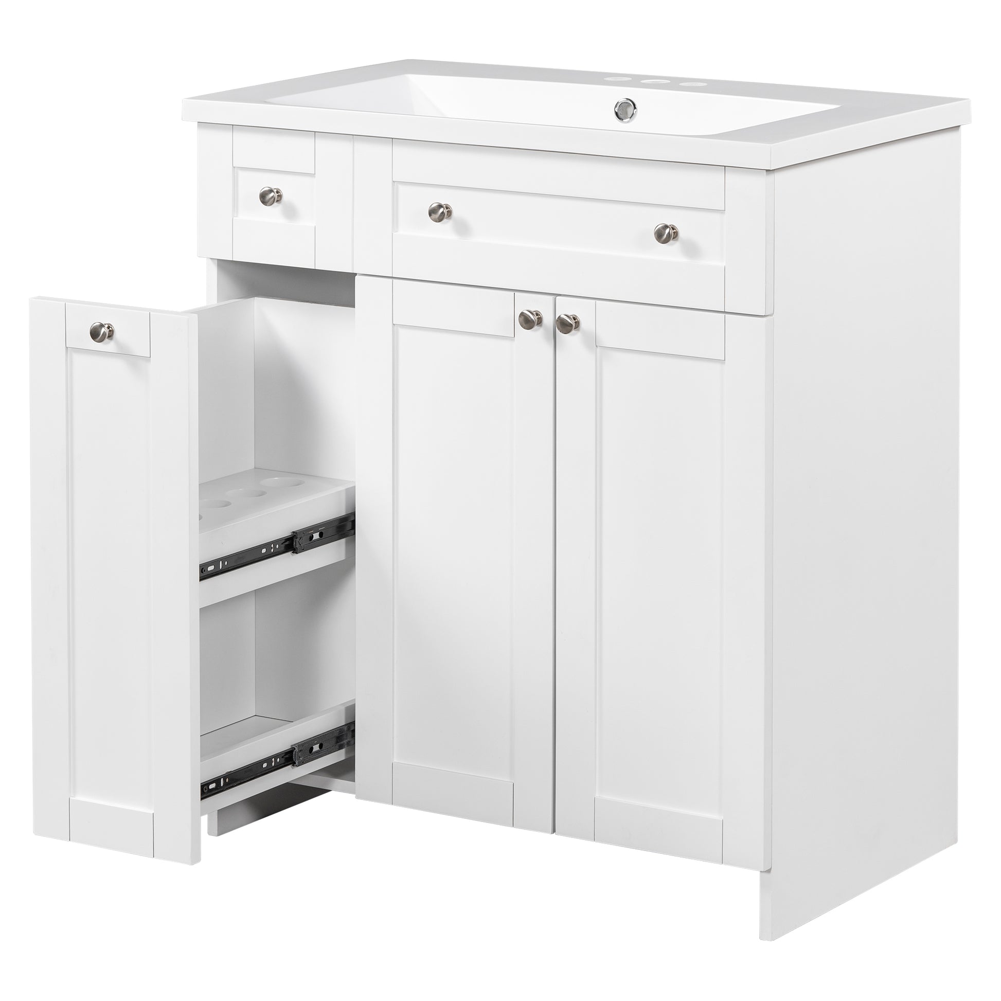 30" White Bathroom Vanity With Single Sink ,Combo Cabinet Undermount Sink,Bathroom Storage Cabinet Vanities White Mdf