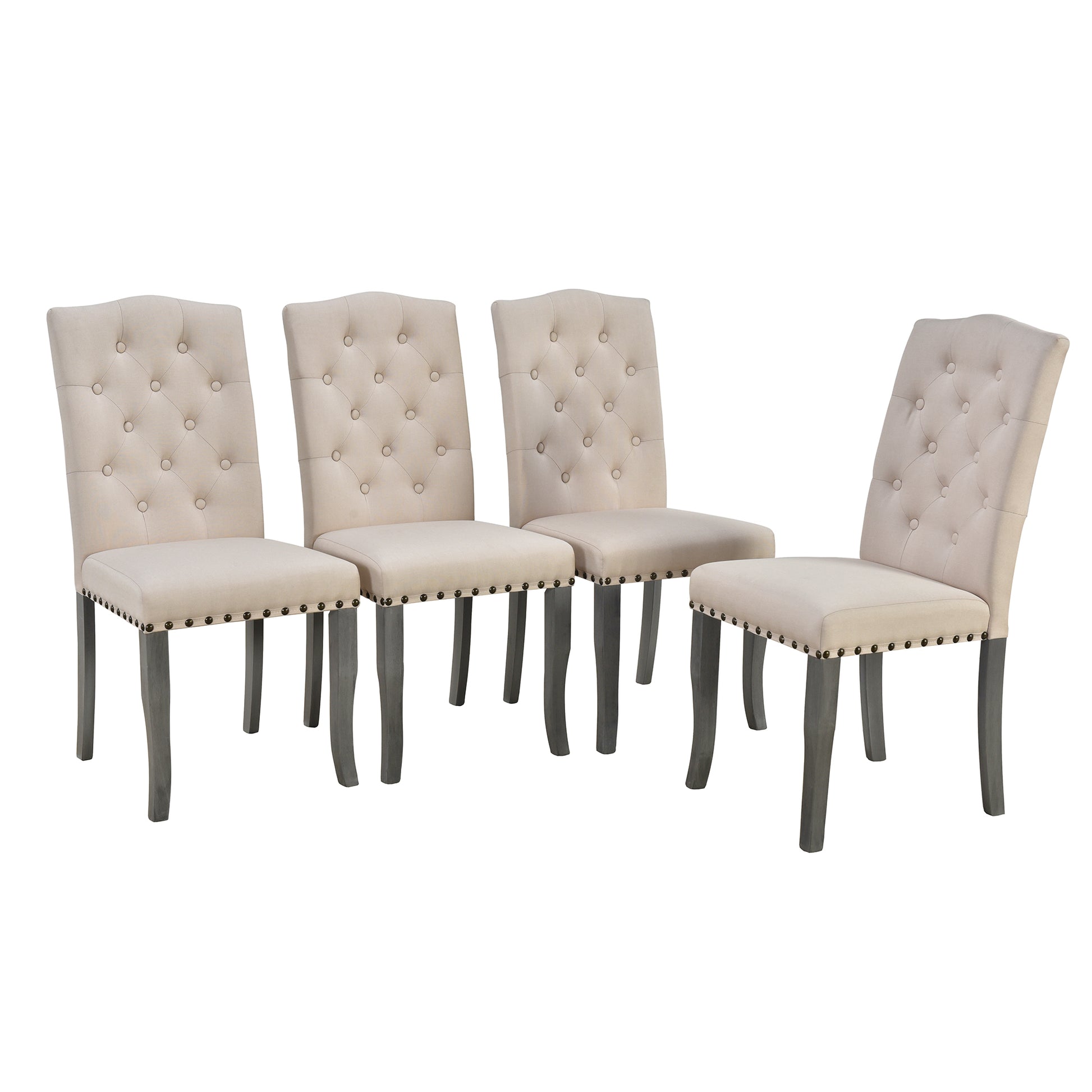 6 Piece Farmhouse Dining Table Set, Rectangular Trestle Table And 4 Upholstered Chairs & Bench For Dining Room Antique Gray Antique Gray Solid Wood