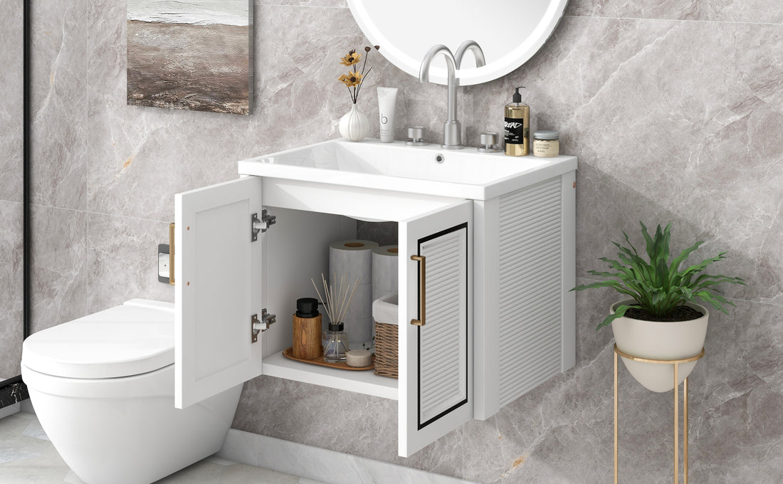 24" Wall Mounted Bathroom Vanity with Ceramic