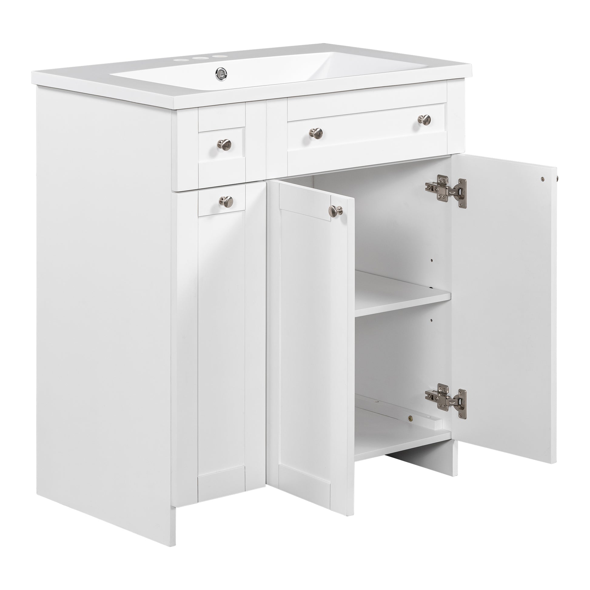 30" White Bathroom Vanity With Single Sink ,Combo Cabinet Undermount Sink,Bathroom Storage Cabinet Vanities White Mdf