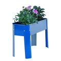 Elevated Garden Bed, Metal Elevated Outdoor Flowerpot Box, Suitable For Backyard And Terrace, Large Flowerpot, Suitable For Vegetable And Flower Gray Blue White Stripes Steel