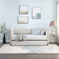 Daybed With Trundle Upholstered Tufted Sofa Bed, With Beautiful Round Armset Design, Twin Size, Beige Beige Solid Wood