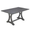 6 Piece Farmhouse Dining Table Set, Rectangular Trestle Table And 4 Upholstered Chairs & Bench For Dining Room Antique Gray Antique Gray Solid Wood