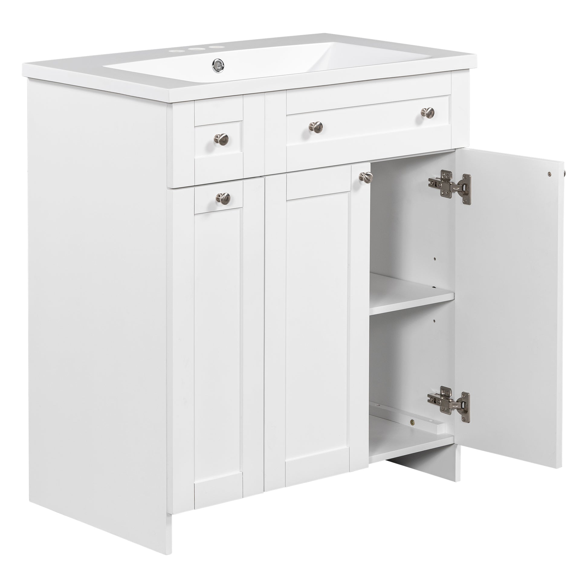 30" White Bathroom Vanity With Single Sink ,Combo Cabinet Undermount Sink,Bathroom Storage Cabinet Vanities White Mdf