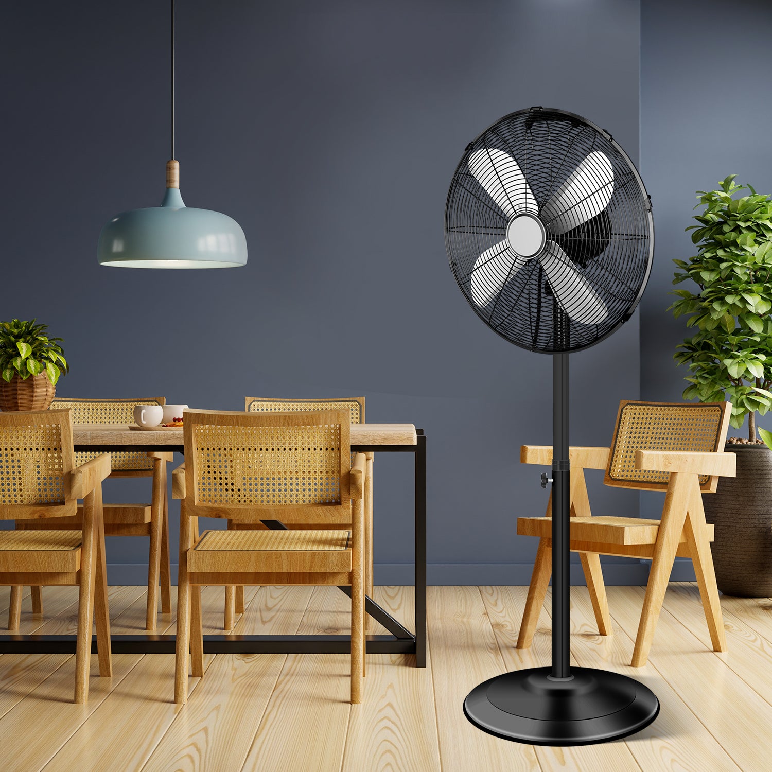 16 Inch High Velocity Stand Fan, Adjustable Heights, 75 Oscillating, Low Noise, Quality Made Fan With 3 Settings Speeds, Heavy Duty Metal For Industrial, Commercial, Residential, Color: Black Black Metal