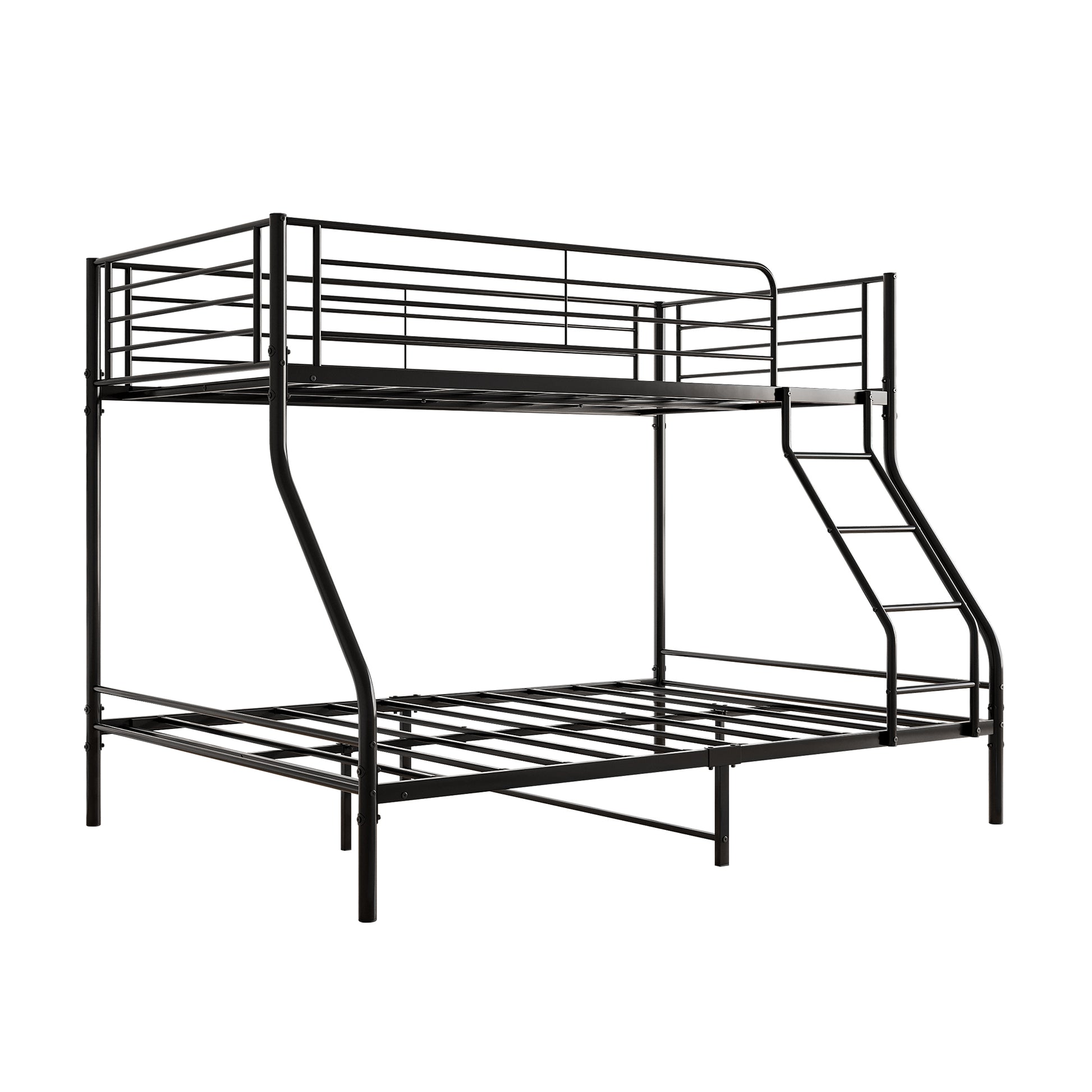 Heavy Duty Twin Over Full Metal Bunk Bed, Easy Assembly With Enhanced Upper Level Guardrail, Black Black Metal