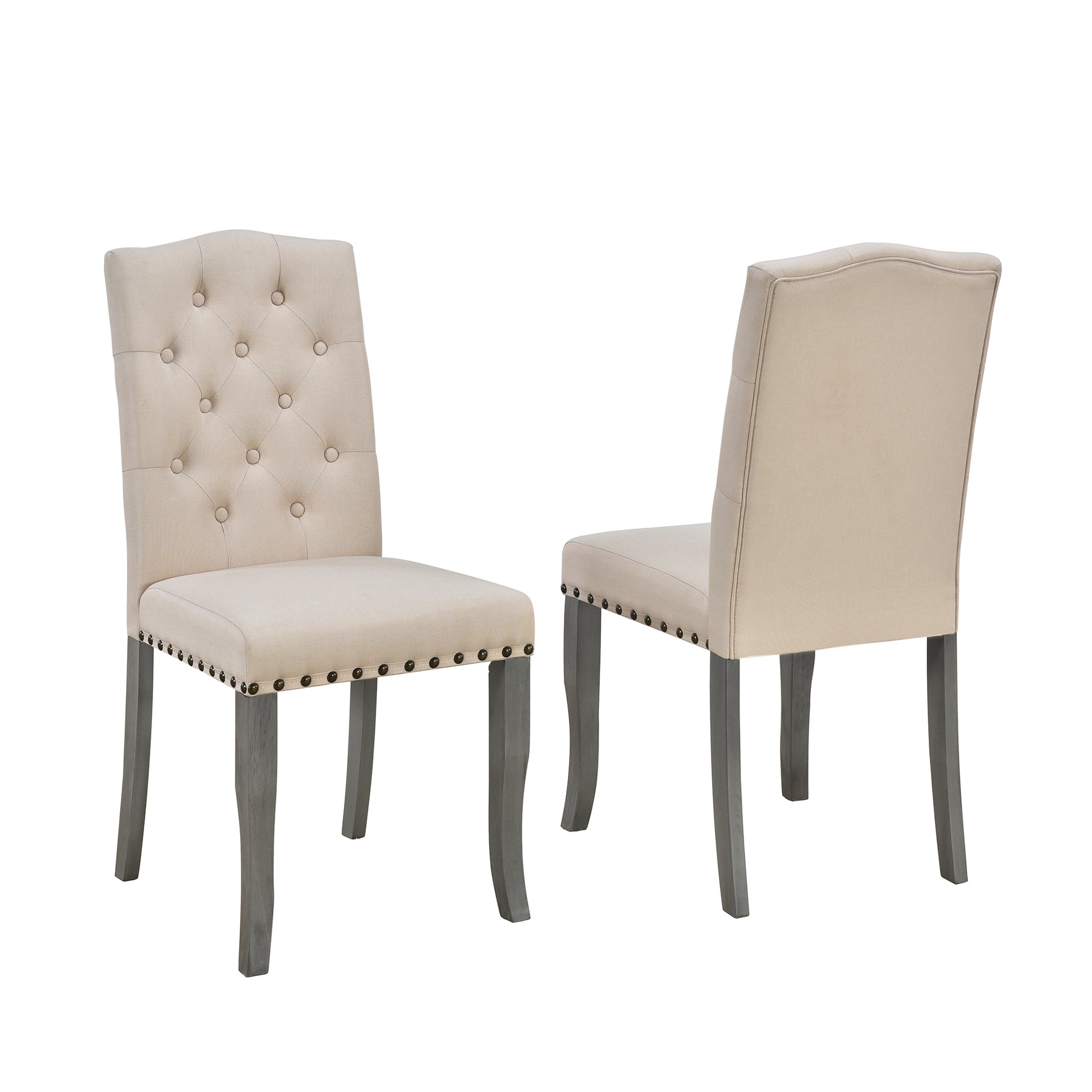 6 Piece Farmhouse Dining Table Set, Rectangular Trestle Table And 4 Upholstered Chairs & Bench For Dining Room Antique Gray Antique Gray Solid Wood