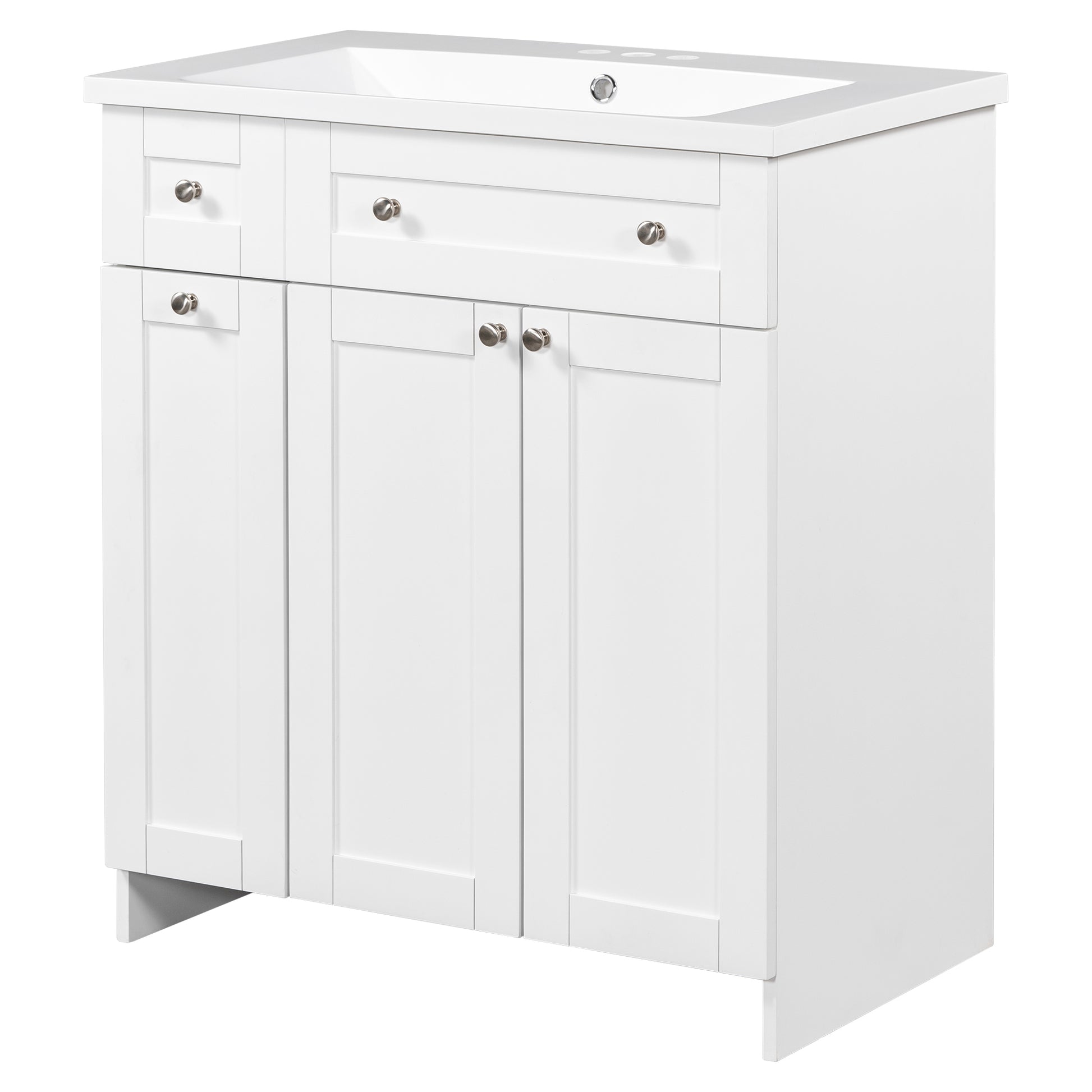 30" White Bathroom Vanity With Single Sink ,Combo Cabinet Undermount Sink,Bathroom Storage Cabinet Vanities White Mdf