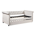 Daybed With Trundle Upholstered Tufted Sofa Bed, With Beautiful Round Armset Design, Twin Size, Beige Beige Solid Wood