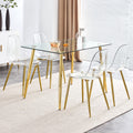 Modern Minimalist Transparent Dining Chair, Plastic Chair, Armless Crystal Chair, Nordic Creative Makeup Stool, Negotiation Chair, 6 Piece Set Of Gold Plated Metal Legs, Tw 1200 Golden Metal