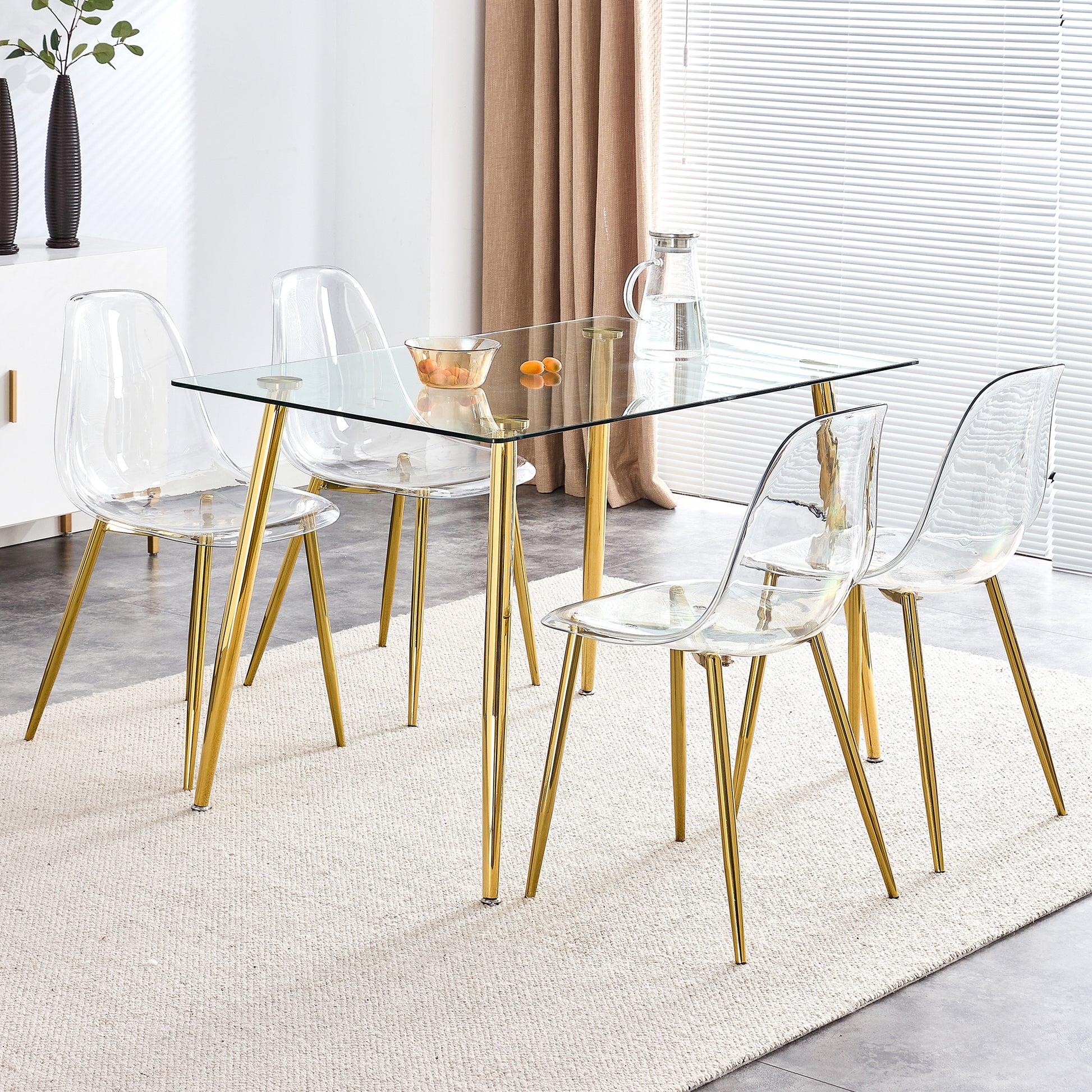 Modern Simple Transparent Dining Chair Plastic Chair Armless Crystal Chair Nordic Creative Makeup Stool Negotiation Chair Set Of 4 And Plating Metal Leg Of Goldenw115191501 ,Tw 1200 Golden Metal