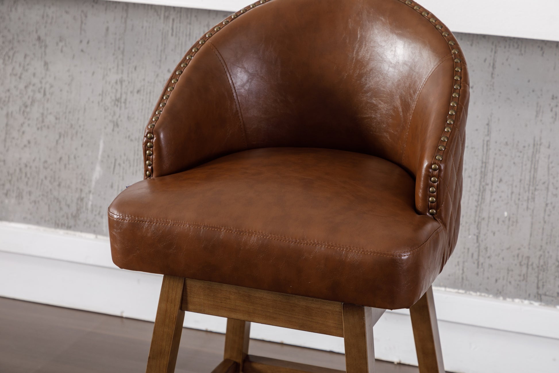 Coolmore Bar Stools Set Of 2 Counter Height Chairs With Footrest For Kitchen, Dining Room And 360 Degree Swivel Brown Pu Pu Leather