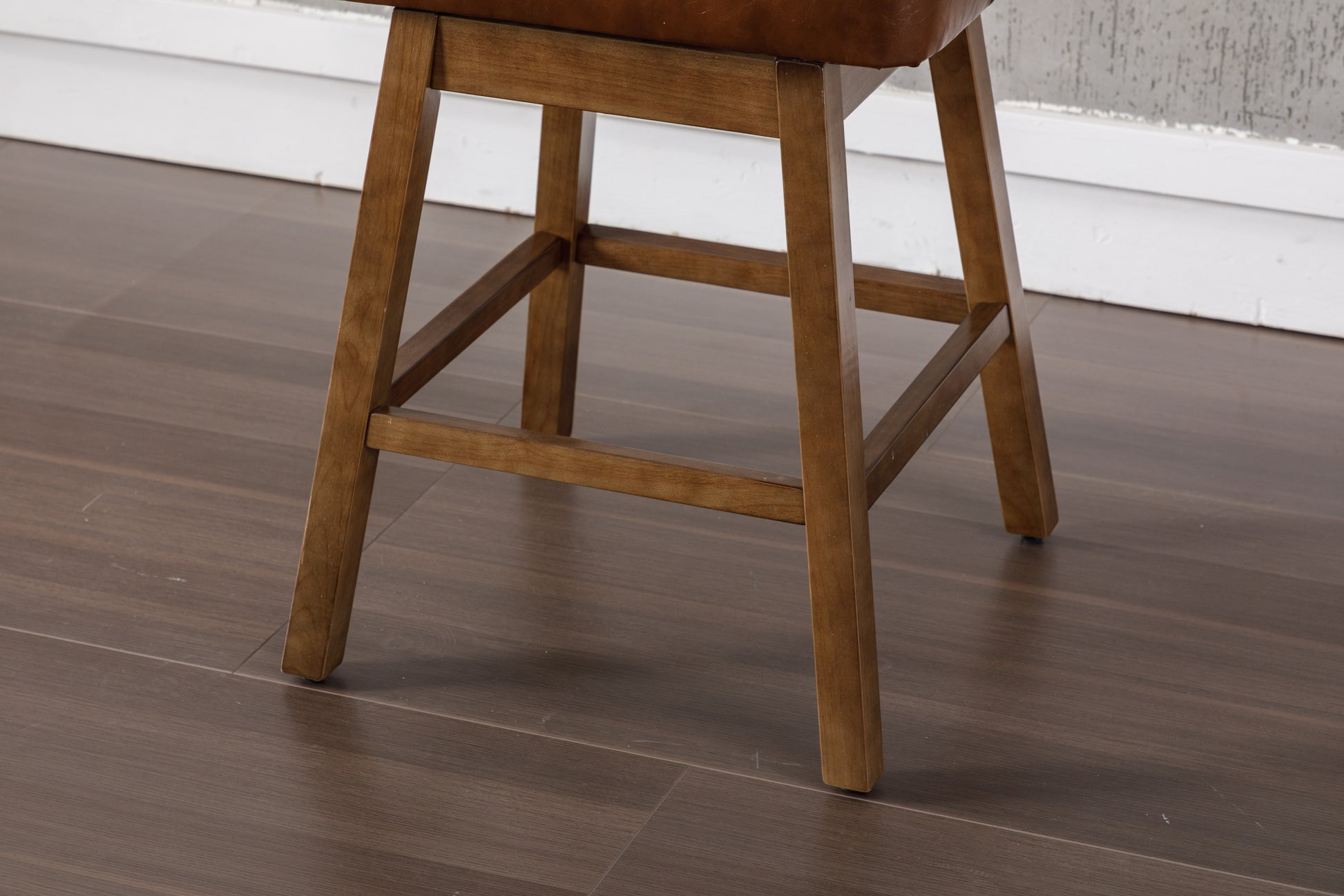 Coolmore Bar Stools Set Of 2 Counter Height Chairs With Footrest For Kitchen, Dining Room And 360 Degree Swivel Brown Pu Pu Leather