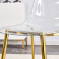 Modern Simple Transparent Dining Chair Plastic Chair Armless Crystal Chair Nordic Creative Makeup Stool Negotiation Chair Set Of 4 And Plating Metal Leg Of Goldenw115191501 ,Tw 1200 Golden Metal