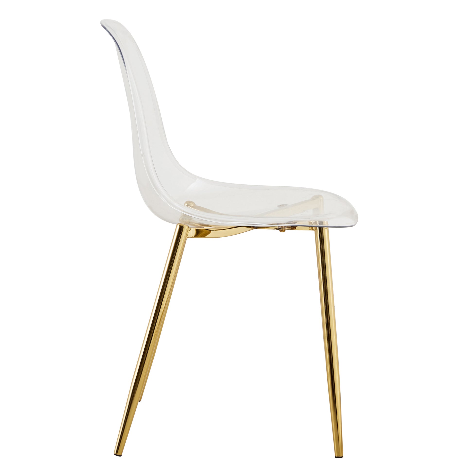 Modern Minimalist Transparent Dining Chair, Plastic Chair, Armless Crystal Chair, Nordic Creative Makeup Stool, Negotiation Chair, 6 Piece Set Of Gold Plated Metal Legs, Tw 1200 Golden Metal