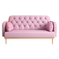 Loveseat Sofa With Tulip Pattern Modern Upholstered Two Seater Pu Sofa With 2 Dumpling Shaped Throw Pillows With Tulip Patterns Light Pink Tech Cloth Solid Wood 2 Seat