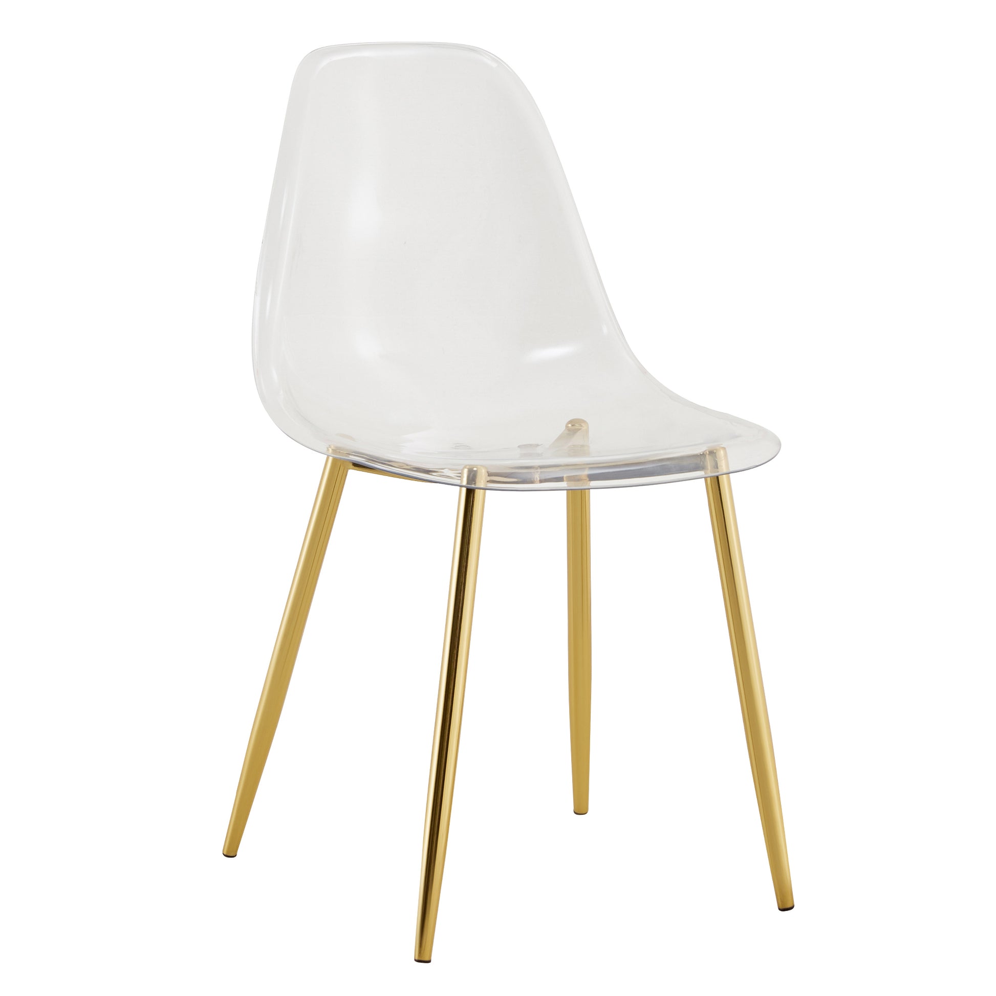 Modern Minimalist Transparent Dining Chair, Plastic Chair, Armless Crystal Chair, Nordic Creative Makeup Stool, Negotiation Chair, 6 Piece Set Of Gold Plated Metal Legs, Tw 1200 Golden Metal