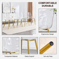 Modern Simple Transparent Dining Chair Plastic Chair Armless Crystal Chair Nordic Creative Makeup Stool Negotiation Chair Set Of 4 And Plating Metal Leg Of Goldenw115191501 ,Tw 1200 Golden Metal