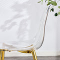 Modern Simple Transparent Dining Chair Plastic Chair Armless Crystal Chair Nordic Creative Makeup Stool Negotiation Chair Set Of 4 And Plating Metal Leg Of Goldenw115191501 ,Tw 1200 Golden Metal