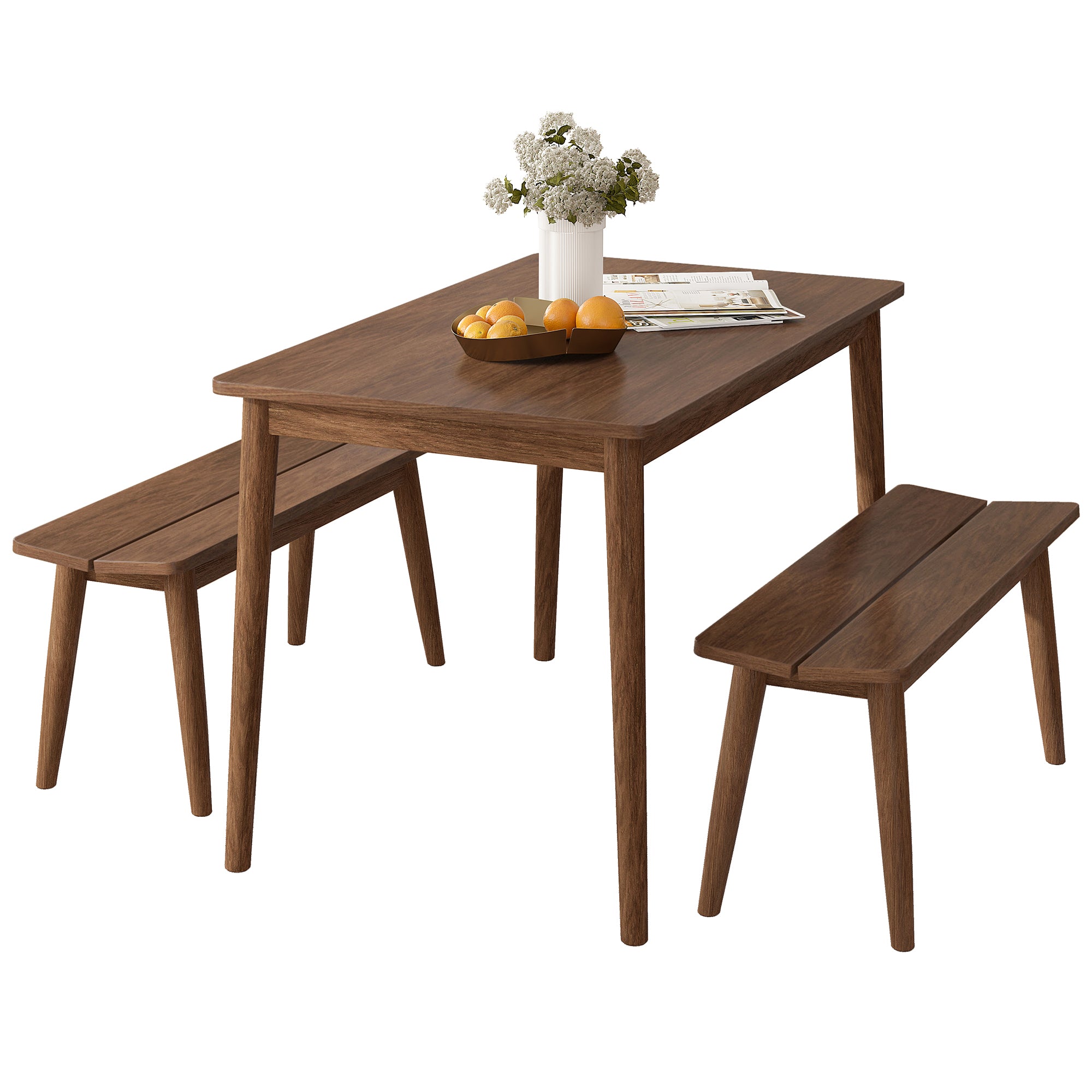 3 Pcs Wooden Dining Table Set Kitchen Furniture