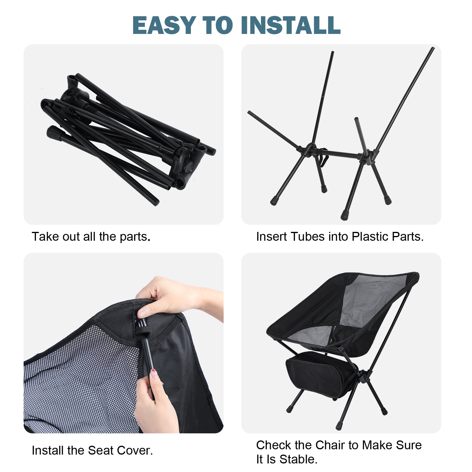 YSSOA, Ultralight Portable, Lightweight Foldable Chair black-aluminium alloy