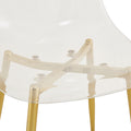 Modern Minimalist Transparent Dining Chair, Plastic Chair, Armless Crystal Chair, Nordic Creative Makeup Stool, Negotiation Chair, 6 Piece Set Of Gold Plated Metal Legs, Tw 1200 Golden Metal