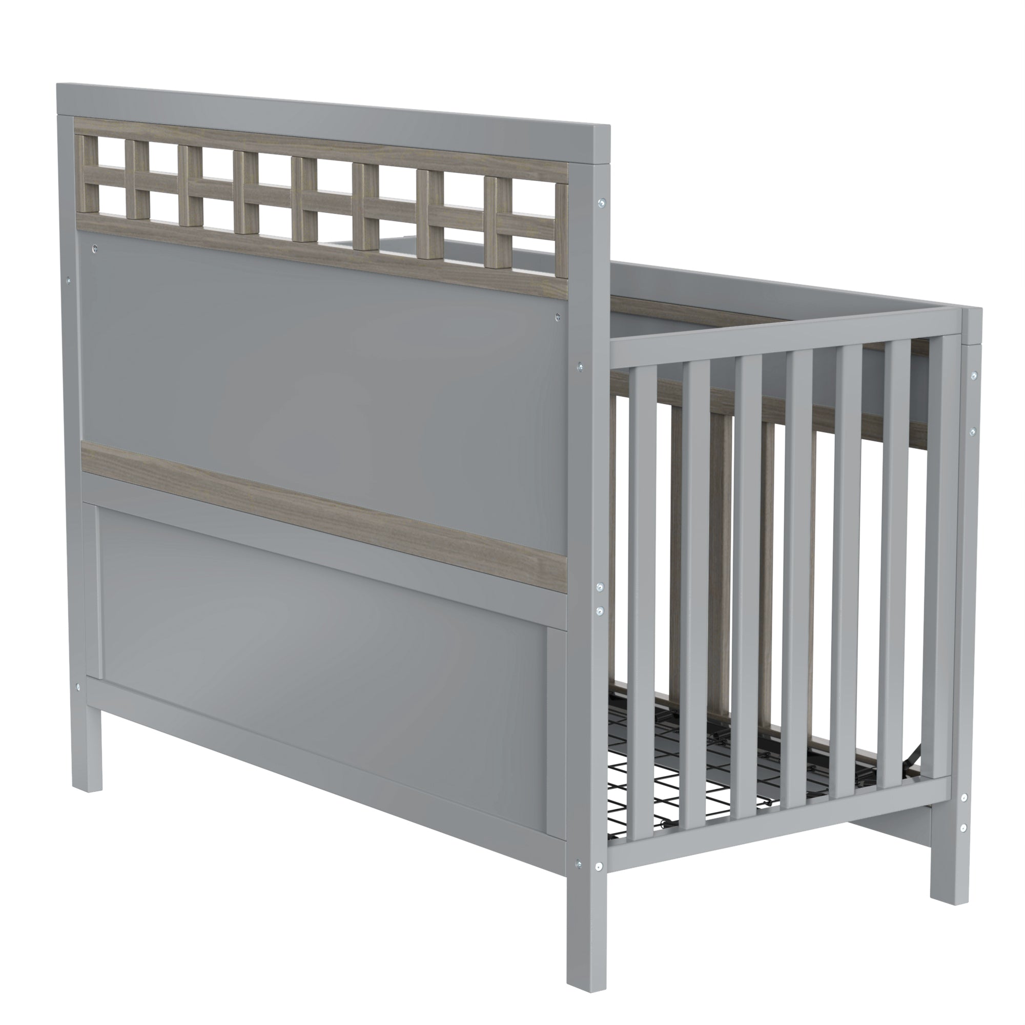 Certified Baby Safe Crib, Pine Solid Wood, Non Toxic gray-solid wood+mdf