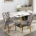 Nikki Collection Modern, High End Tufted Solid Wood Contemporary Velvet Upholstered Dining Chair With Golden Stainless Steel Plating Legs,Nailhead Trim,Set Of 2,Gray And Gold, Sw1601Gy Gray Foam Velvet