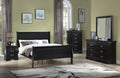 Louis Phillipe Brown Black Finish Full Size Panel Sleigh Bed Solid Wood Wooden Bedroom Furniture Full Black Solid Wood