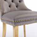 Nikki Collection Modern, High End Tufted Solid Wood Contemporary Velvet Upholstered Dining Chair With Golden Stainless Steel Plating Legs,Nailhead Trim,Set Of 2,Gray And Gold, Sw1601Gy Gray Foam Velvet