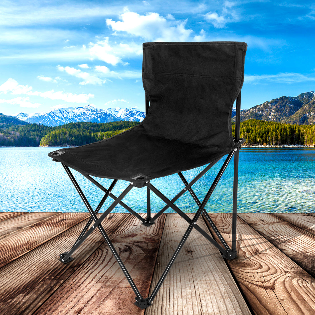 Yssoa Portable Folding Camping Chair With Carry Bag For Adults, Collapsible Anti Slip Padded Oxford Cloth Stool For Beach, Hiking, Fishing, Gardening, Picnic Color: Black, Size: Large Black Metal