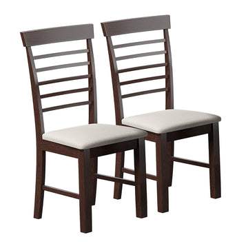 2 Pcs Retro Dining Chair Rustic Rubberwood Dining Upholstered Chair With High Backrest Cushion For Small Space Kitchen Cream And Dark Cappuccino Brown White Rubber Wood