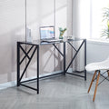 Tempered Black Glass Computer Desk, Laptop Desk, Pc Laptop Table With Metal Frame, Writting Desk Black Glass