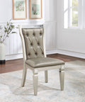 Formal Traditional Set Of 2 Dining Chairs Champagne Warm Grey Solid Woodcushion Button Tufted Side Chairs Kitchen Dining Room Furniture Champagne Gray Dining Room Contemporary,Traditional Dining Chairs Rubberwood Tufted Back Solid Wood