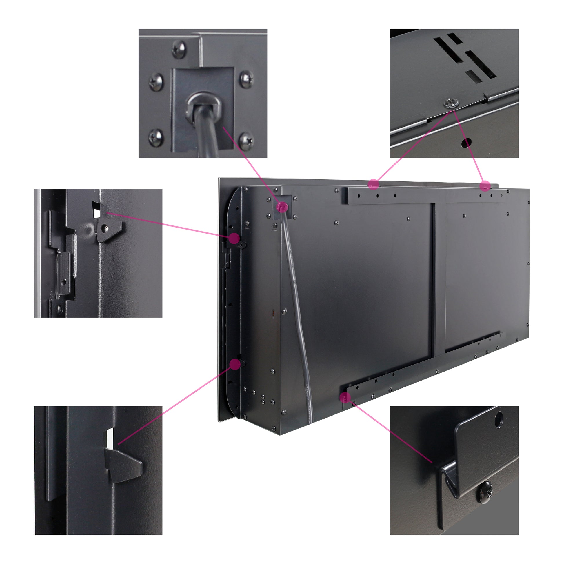 50 Inch Recessed Ultra Thin Tempered Glass Front Wall Mounted Electric Fireplace With Remote And Multi Color Flame & Emberbed, Led Light Heater Antique Black Tempered Glass Sheet Metal Plastic