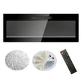 60 Inch Recessed Ultra Thin Tempered Glass Front Wall Mounted Electric Fireplace With Remote And Multi Color Flame & Emberbed, Led Light Heater Powder Coated Electric Antique Black Vent Free Yes Tempered Glass Sheet Metal Plastic Electric