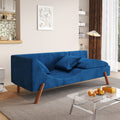 Cut And Fill Chaise Longue, Convertible Multifunctional Seat Sofa Blue Blue Velvet Solid Wood 2 Seat