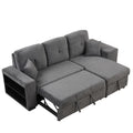 Reversible Sleeper Sectional Sofa Bed With Side Shelf And 2 Stools,Pull Out L Shaped Sofa Bed,Corner Sofa Bed With Storage Chaise Left Right Hande For Living Room,Blue Black Black Blue Foam Velvet