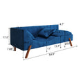 Cut And Fill Chaise Longue, Convertible Multifunctional Seat Sofa Blue Blue Velvet Solid Wood 2 Seat