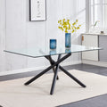 Large Modern Minimalist Rectangular Glass Dining Table black-glass
