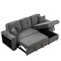 Reversible Sleeper Sectional Sofa Bed With Side Shelf And 2 Stools,Pull Out L Shaped Sofa Bed,Corner Sofa Bed With Storage Chaise Left Right Hande For Living Room,Blue Black Black Blue Foam Velvet