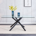 Large Modern Minimalist Rectangular Glass Dining Table black-glass