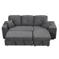 Reversible Sleeper Sectional Sofa Bed With Side Shelf And 2 Stools,Pull Out L Shaped Sofa Bed,Corner Sofa Bed With Storage Chaise Left Right Hande For Living Room,Blue Black Black Blue Foam Velvet